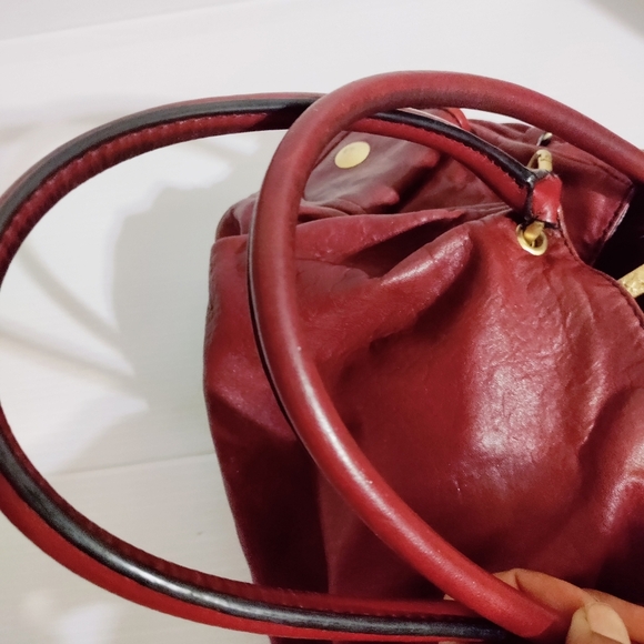 Vintage Juicy Couture Y2K Maroon Red Leather Purse Bag Hobo Satchel - Picture 8 of 14